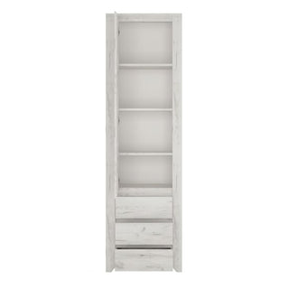 The CHOICEWARDROBE Alink 56cm Wooden Single Door Wardrobe in a white finish features a slim design with three drawers, offering stylish bedroom storage for clothes and essentials. Shown front-facing against a plain background.