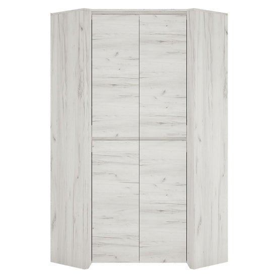 CHOICEWARDROBE Alink white wood grain 2-door corner wardrobe – 96cm compact design