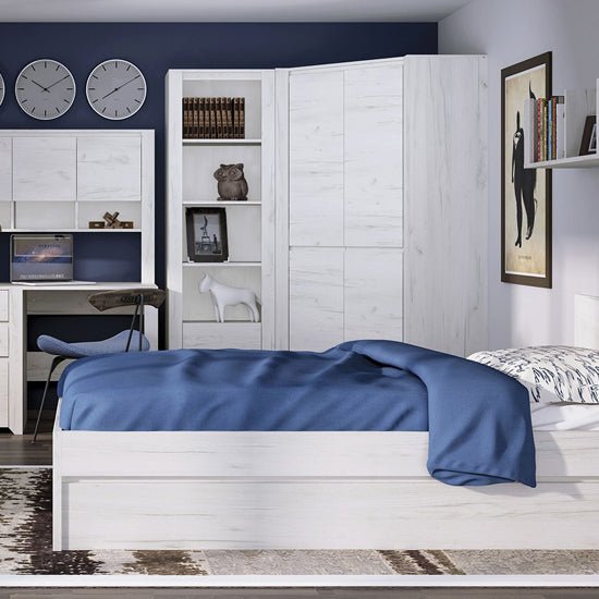 CHOICEWARDROBE Alink corner wardrobe, 2-door, white wood grain finish