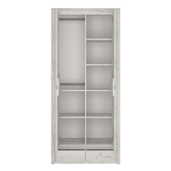 CHOICEWARDROBE Alink white 2-door wardrobe with hanging rail and shelves