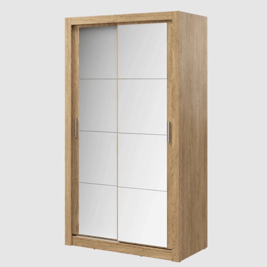 CHOICEWARDROBE Aliso 120cm 2-door mirrored sliding wardrobe in Shetland Oak finish.