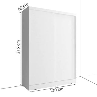 Dimensions diagram for ChoiceWardrobe Aliso 120cm Sliding Wardrobe – width 120cm, height 215cm, depth 60cm.