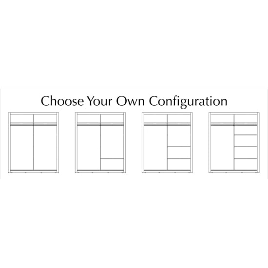 Wardrobe configurations diagram with sliding doors and mirror option