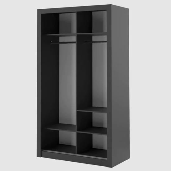 CHOICEWARDROBE 120cm matt black sliding door wardrobe with mirror