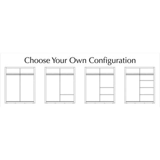 Configuration options diagram for ChoiceWardrobe Aliso Sliding Wardrobe showing internal layout variations