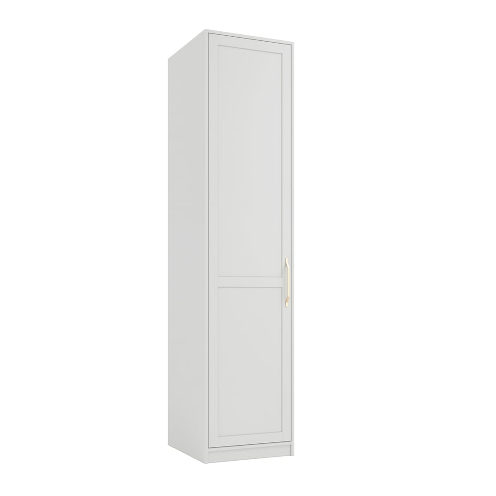 CHOICEWARDROBE Allen white 1-door slim wooden wardrobe with gold handle