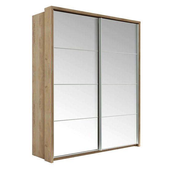 CHOICEWARDROBE Allen 180cm sliding door wardrobe, Shetland Oak finish with mirrored panel