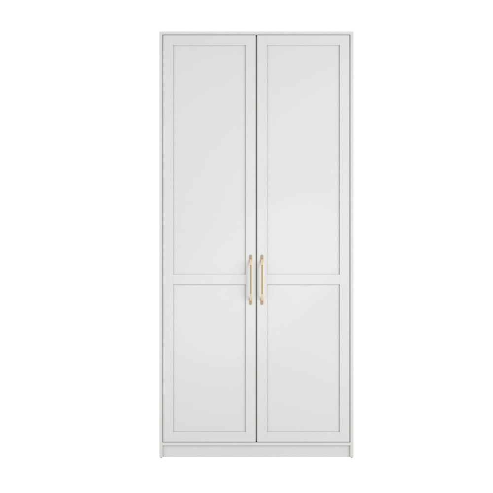 Allen 2 door white wooden wardrobe with gold handles