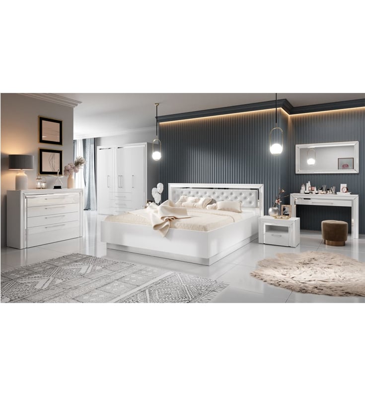 CHOICEWARDROBE Allen 3 Door Mirrored Wardrobe in White High Gloss finish