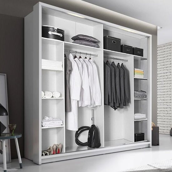 CHOICEWARDROBE Allen 220cm matt white sliding wardrobe with LED lighting