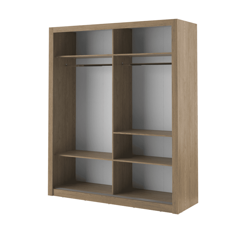 CHOICEWARDROBE Allen oak effect 181cm sliding door wardrobe with internal shelves and hanging rails