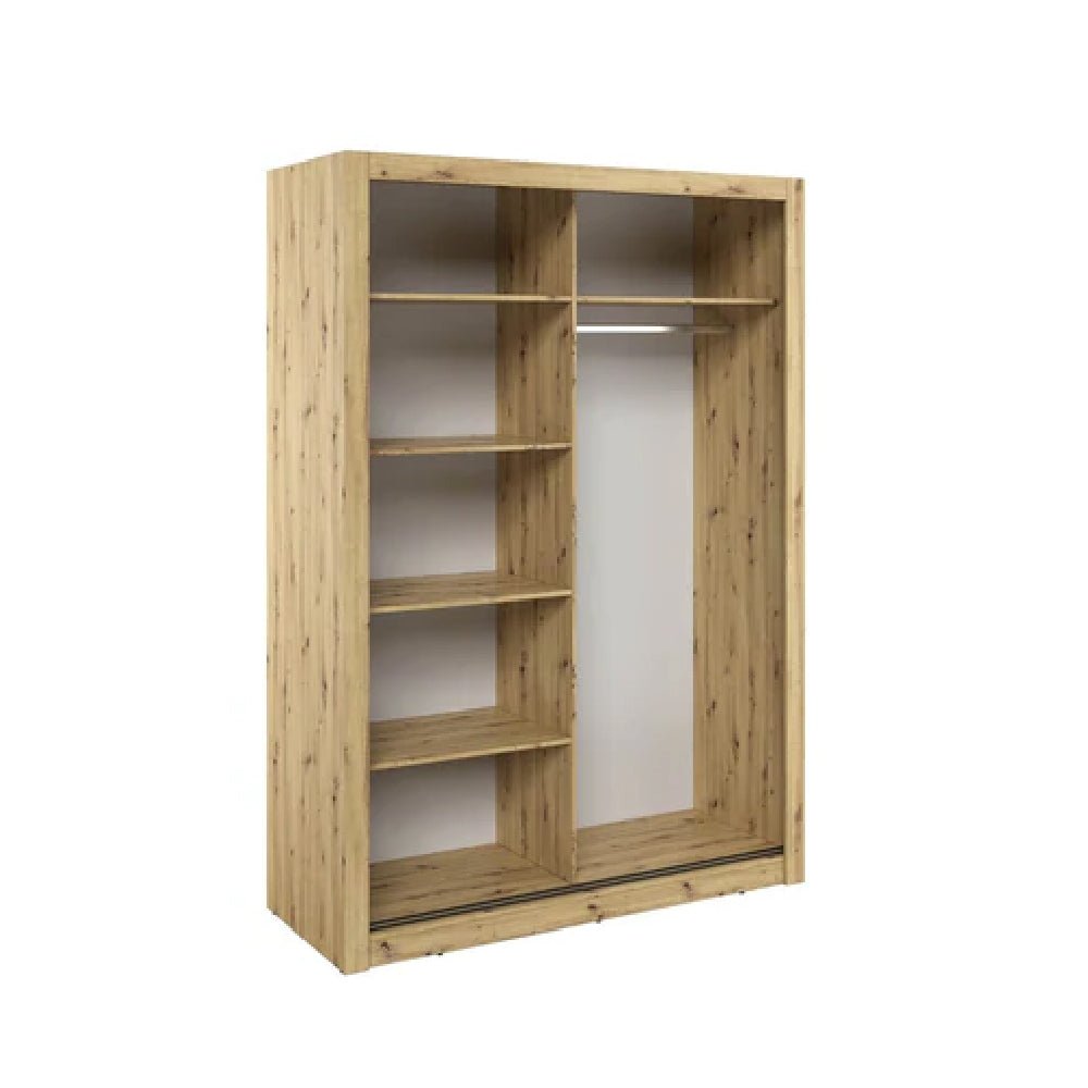 CHOICEWARDROBE Ames 2-door rustic oak sliding wardrobe with mirrored front.