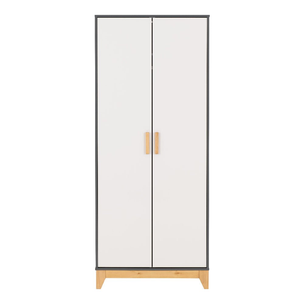CHOICEWARDROBE Arthur 2 door wardrobe in white and grey with oak legs