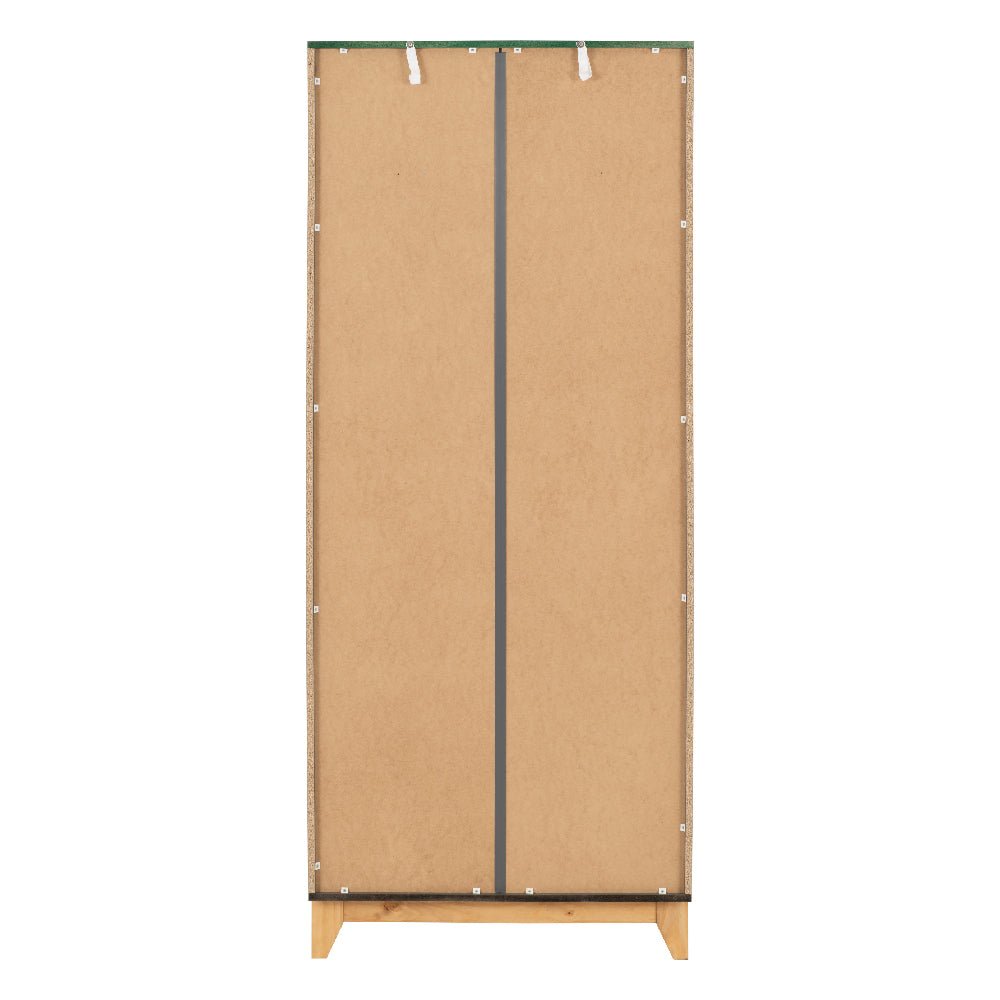 Back view of CHOICEWARDROBE Arthur 2 Door Wardrobe, showing construction and oak leg base