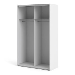 Close-up of internal shelving and rail fittings in ChoiceWardrobe 120cm Sliding Wardrobe in white.
