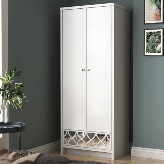 CHOICEWARDROBE Asmara 2 Door Wardrobe in white gloss with mirrored decorative panel