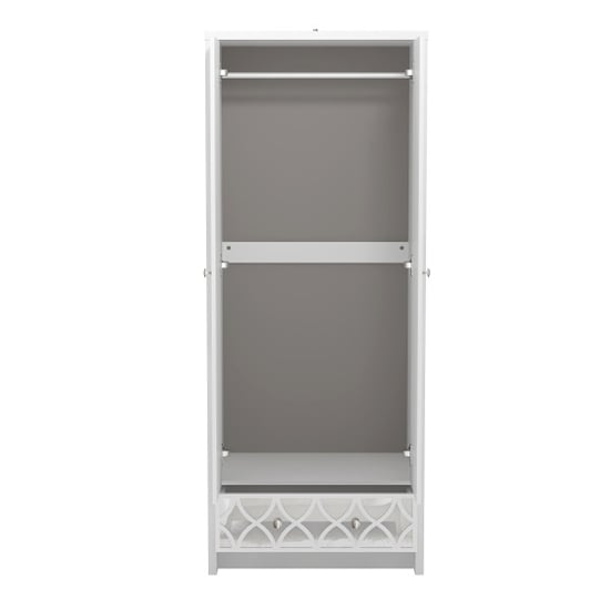 CHOICEWARDROBE Asmara 2 door white gloss wardrobe with mirrored decorative drawer panel