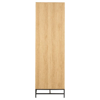 The CHOICEWARDROBE Attica 2 Door Wooden Wardrobe (99cm) features an oak and matt black finish, fluted design, handleless doors, and a minimalist metal frame base—perfect for adding sleek, modern style and storage to your bedroom.