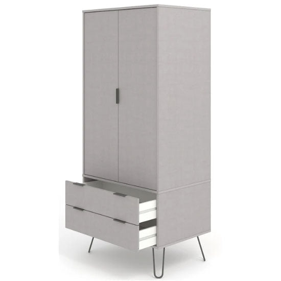 Grey CHOICEWARDROBE Avoch two-door wardrobe with two drawers open