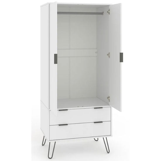 CHOICEWARDROBE Avoch white 2-door wardrobe with drawers and metal hairpin legs