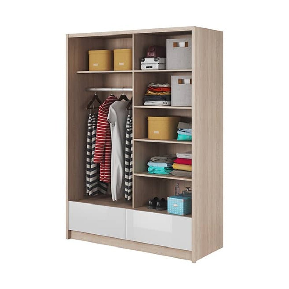 CHOICEWARDROBE Aztec 154cm white gloss sliding door wardrobe with mirror