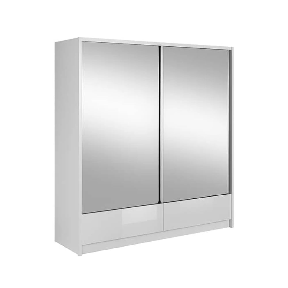 CHOICEWARDROBE Aztec 2-door white gloss sliding wardrobe with mirrored doors