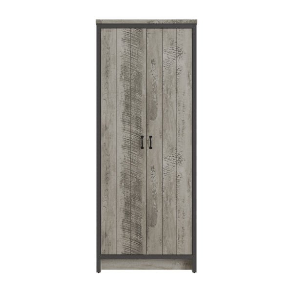 CHOICEWARDROBE Balcombe 2 Door Rustic Grey Wooden Wardrobe with Industrial Frame