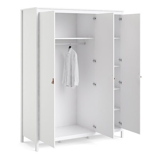 CHOICEWARDROBE white three-door wardrobe interior with hanging rail and shelves