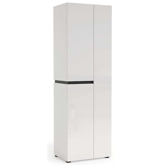 CHOICEWARDROBE Belfort 68cm 2-door white high gloss wardrobe with slate grey accent