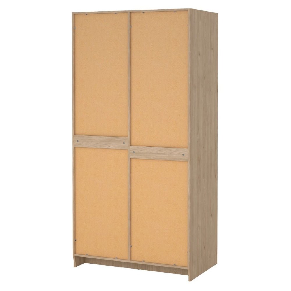CHOICEWARDROBE Bensalem two-door wooden wardrobe in oak finish, classic design with spacious hanging storage.
