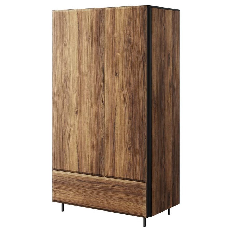 CHOICEWARDROBE Bravari 2-door wardrobe, Catania Oak wood effect with integrated drawer and raised legs.