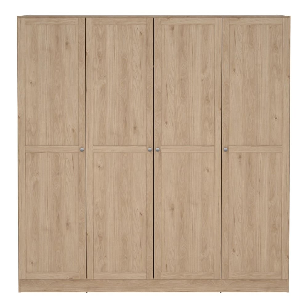 CHOICEWARDROBE Burbank 195cm 4 door natural oak effect wooden wardrobe with panel doors