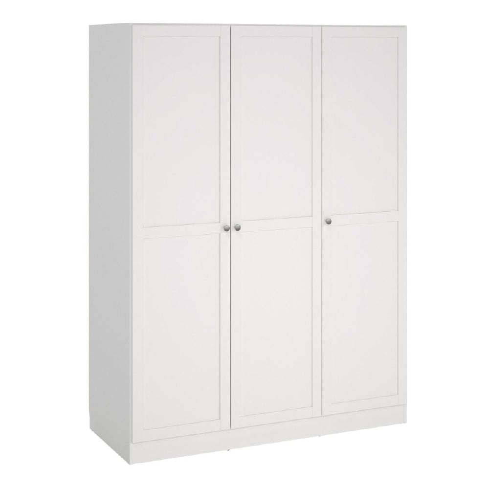 CHOICEWARDROBE Burbank 3 door wardrobe in white finish, minimalist modern design with small round handles.