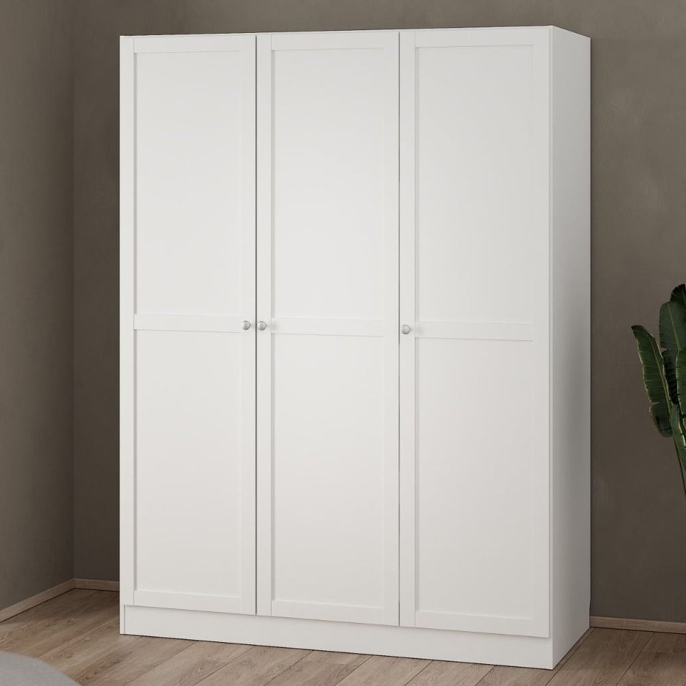 CHOICEWARDROBE Burbank 3 Door White Wooden Wardrobe - Minimalist Modern Design