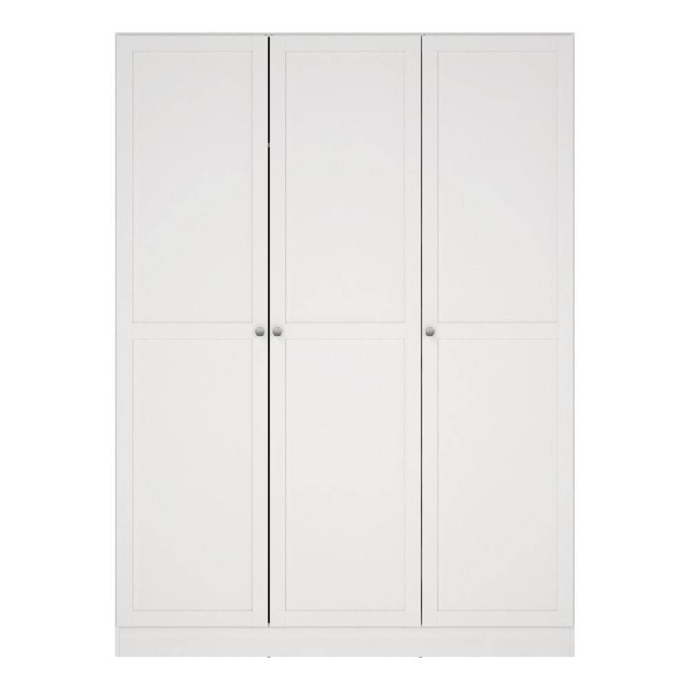 White 3-door wooden wardrobe with minimalist modern design