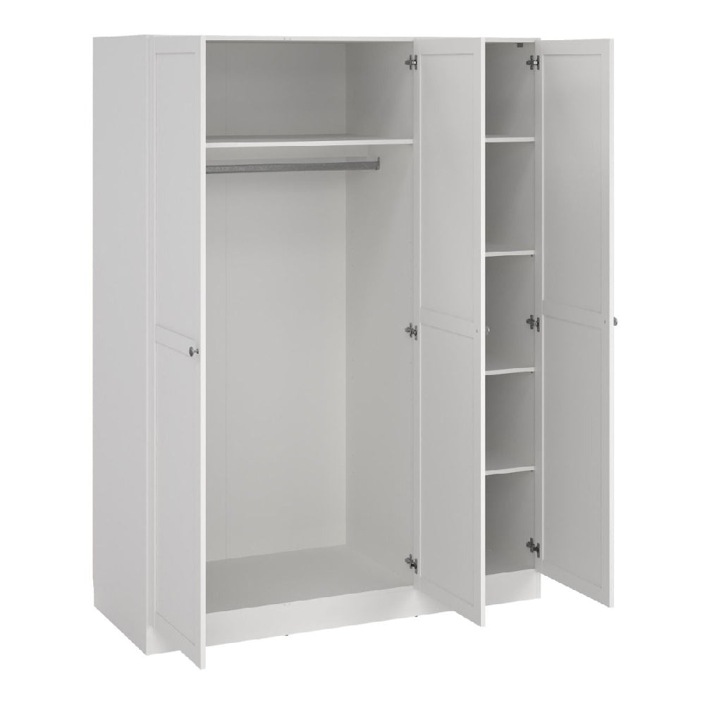 CHOICEWARDROBE 3 door white wooden wardrobe with hanging rail and shelves