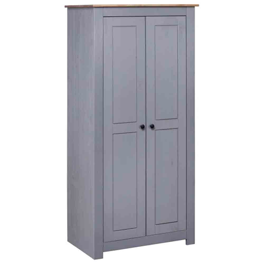 CHOICEWARDROBE Bury 80cm grey 2-door wooden wardrobe with oak top