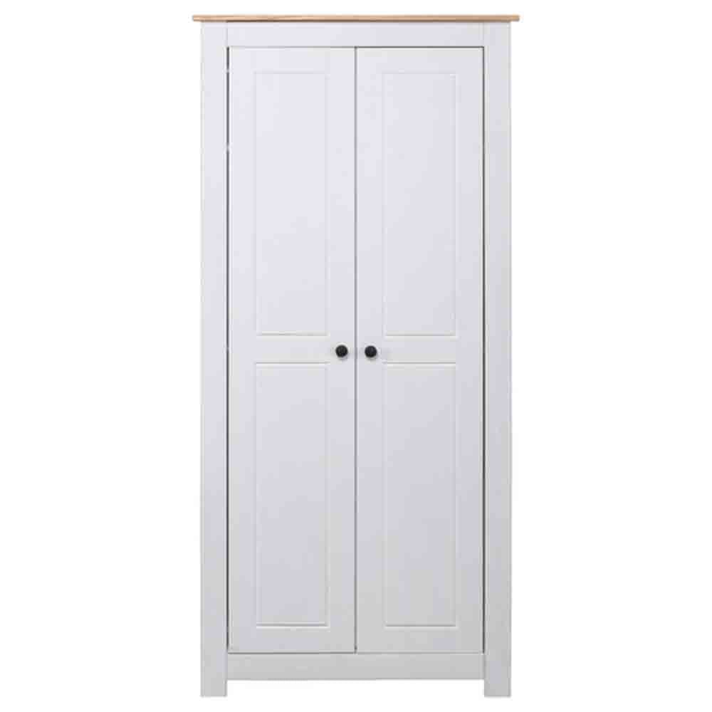 CHOICEWARDROBE Bury 2 door white & oak effect wooden wardrobe with black handles