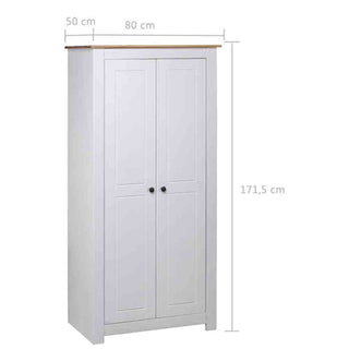 The CHOICEWARDROBE Bury 2 Door Wardrobe in White & Oak Effect (80 cm) features a classic design with round handles, hanging rail, and storage shelf—measuring 171.5 x 80 x 50 cm—for stylish bedroom storage.