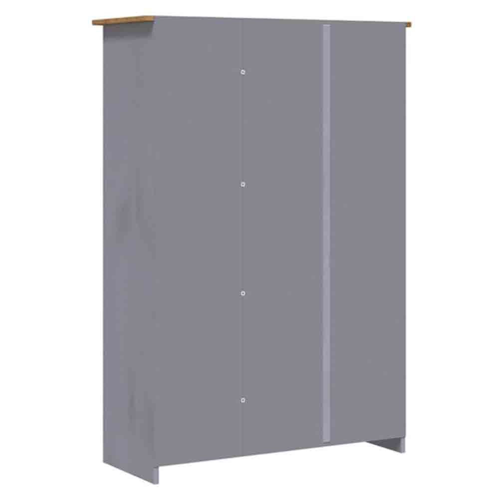 Grey 2-door wooden wardrobe with oak top