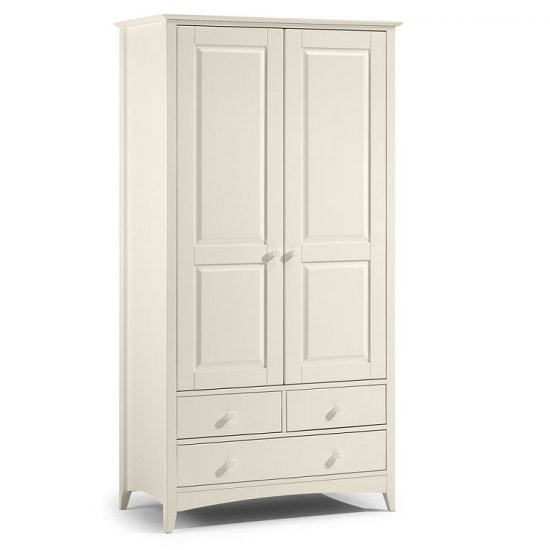 CHOICEWARDROBE Caelia 94cm combi wardrobe in classic white finish with 2 doors and 3 drawers.