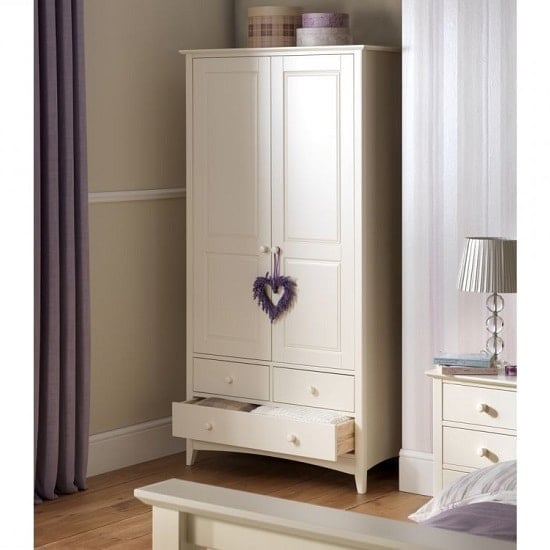 CHOICEWARDROBE Caelia 2-door combi wardrobe in white with 3 drawers, one open