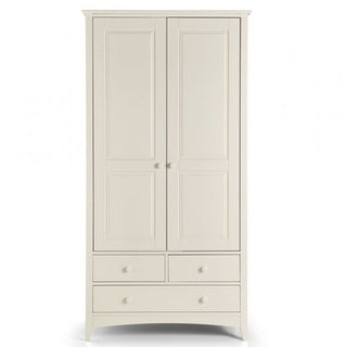 The CHOICEWARDROBE Caelia Combi Wardrobe is a classic white 94cm unit featuring shaker style, two doors, and three drawers with round knobs, standing on short legs against a white background.