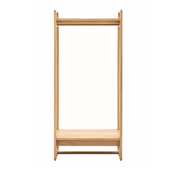 Natural wooden open wardrobe with hanging rail and two shelves | CHOICEWARDROBE Cairo