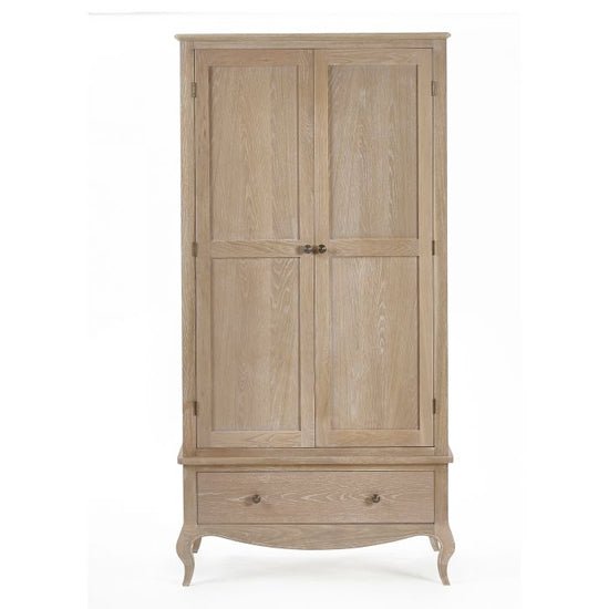 CHOICEWARDROBE Caitlyn wooden wardrobe, 2 door oak finish with French-style curved legs and drawer storage.