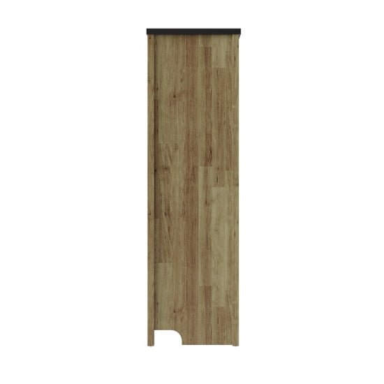 CHOICEWARDROBE Calgary Rustic Oak 2 Door Wardrobe side view with graphite trim and cut-out detail