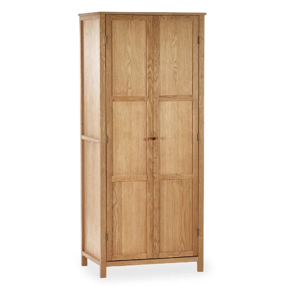 CHOICEWARDROBE Calliope 80cm 2 door natural oak solid wood wardrobe with paneled doors.