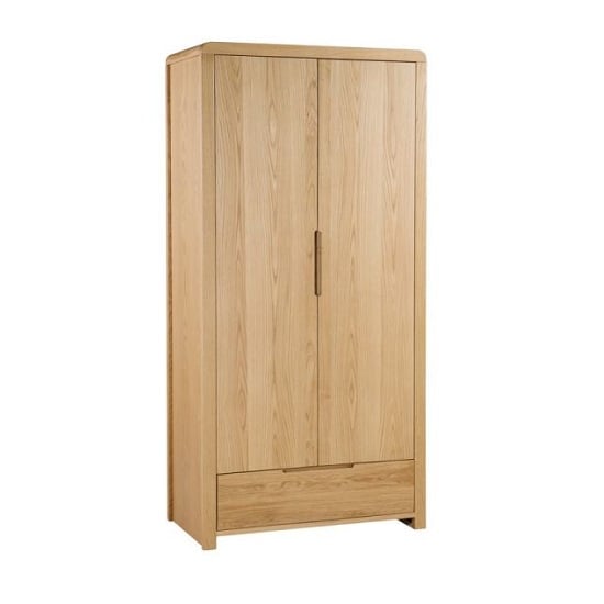 CHOICEWARDROBE Camber two-door wooden wardrobe in waxed oak with a bottom drawer.