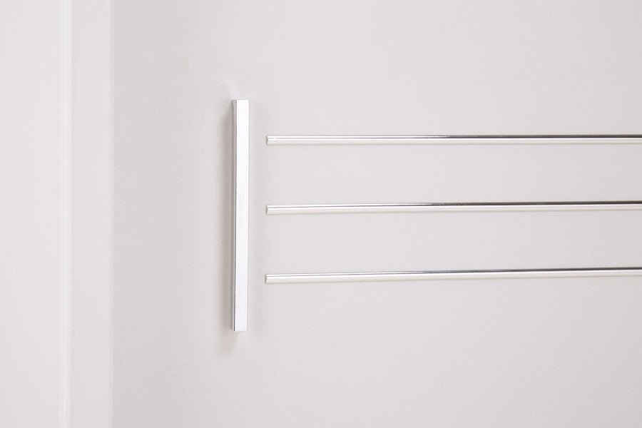 CHOICEWARDROBE Capri 2 door sliding wardrobe in matt white with silver handle and horizontal bars.