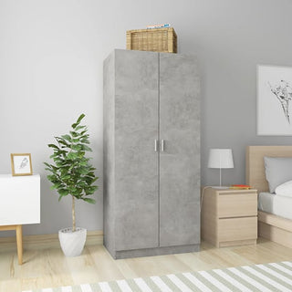CHOICEWARDROBE Carlow 2 Door Wardrobe in Concrete Effect – Front View in Modern Bedroom Setting